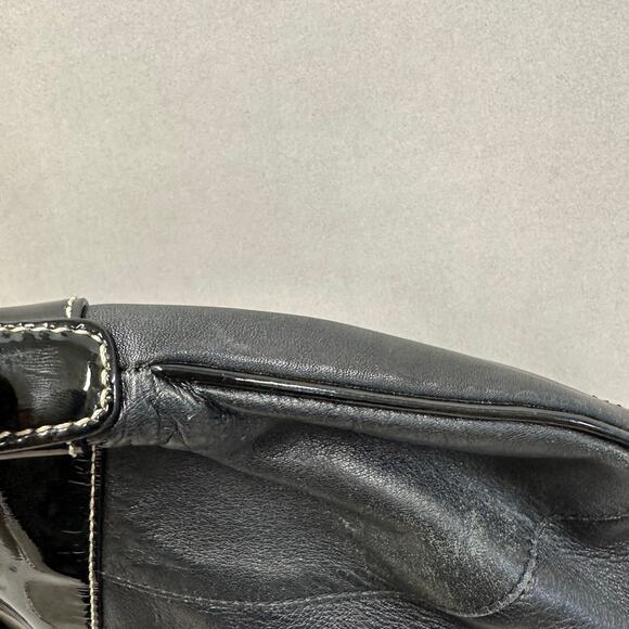 Coach F14886 Black Laura Smooth & Patent Leather Hobo Handbag Purse Coach Bag - Picture 4 of 16